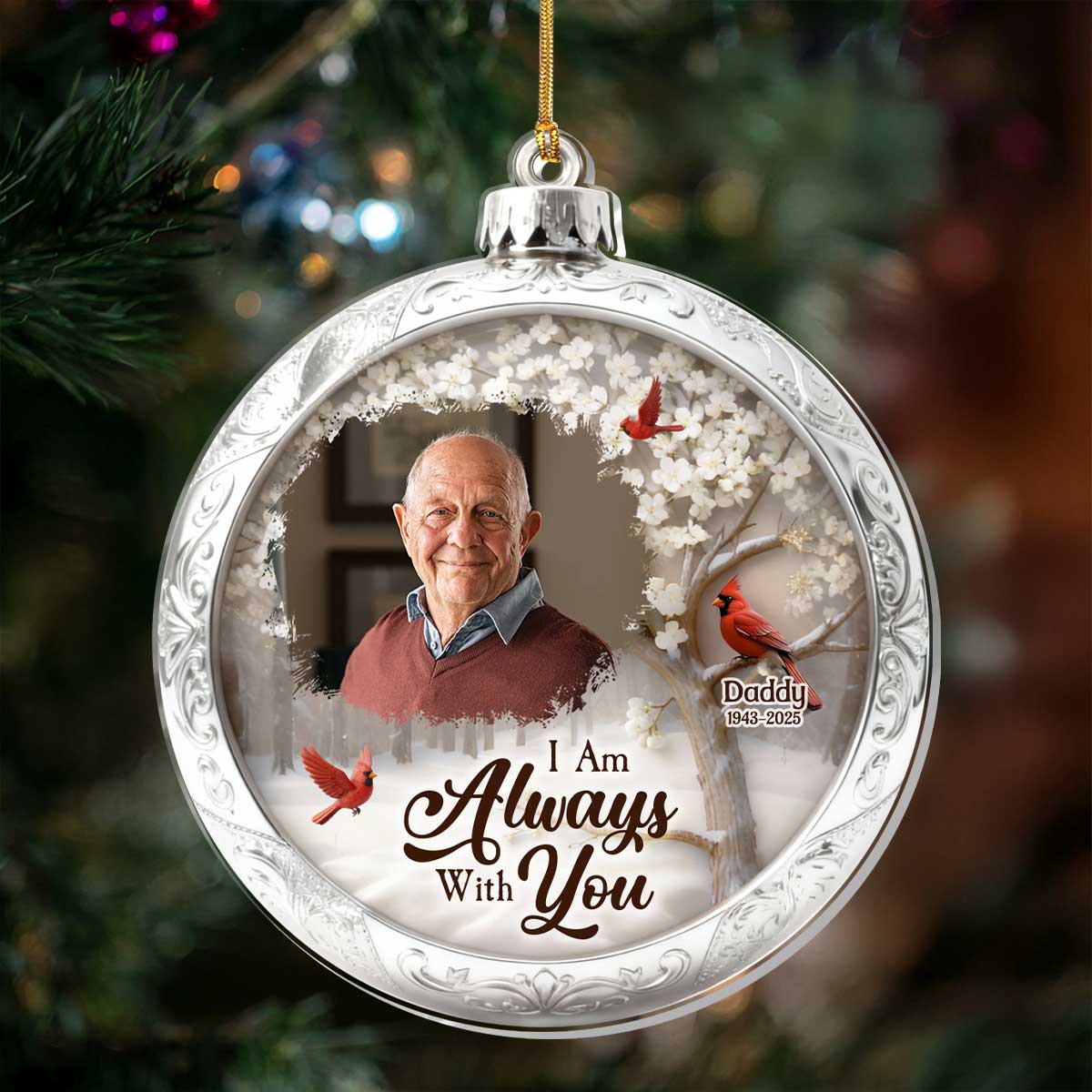 I'm Always With You Silver Christmas Ball - Personalized 1-Layer Acrylic Ornament