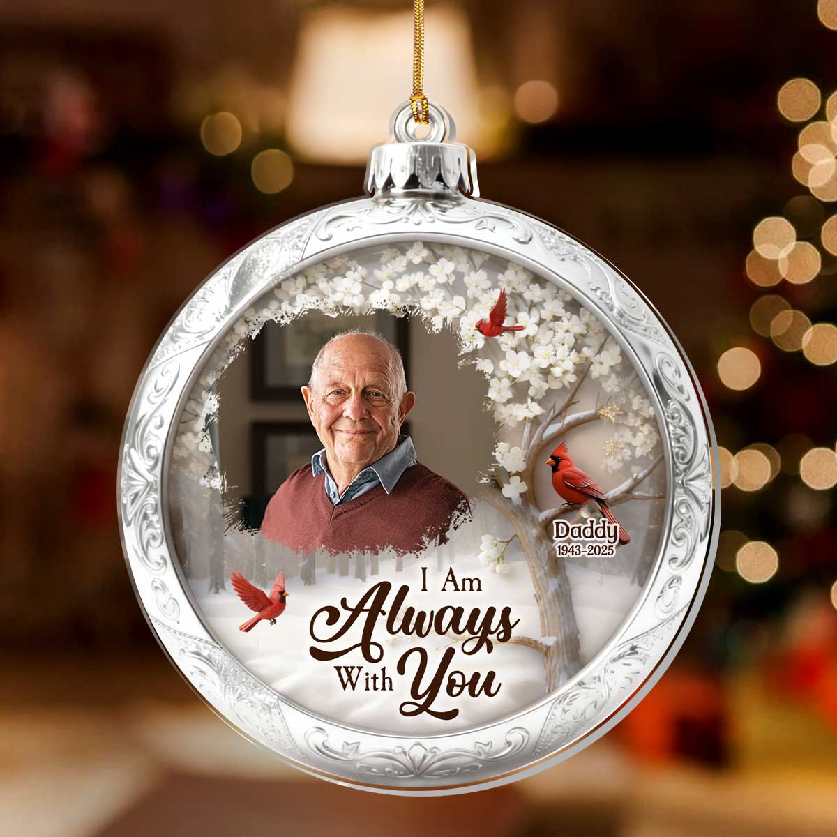 I'm Always With You Silver Christmas Ball - Personalized 1-Layer Acrylic Ornament - Image 2