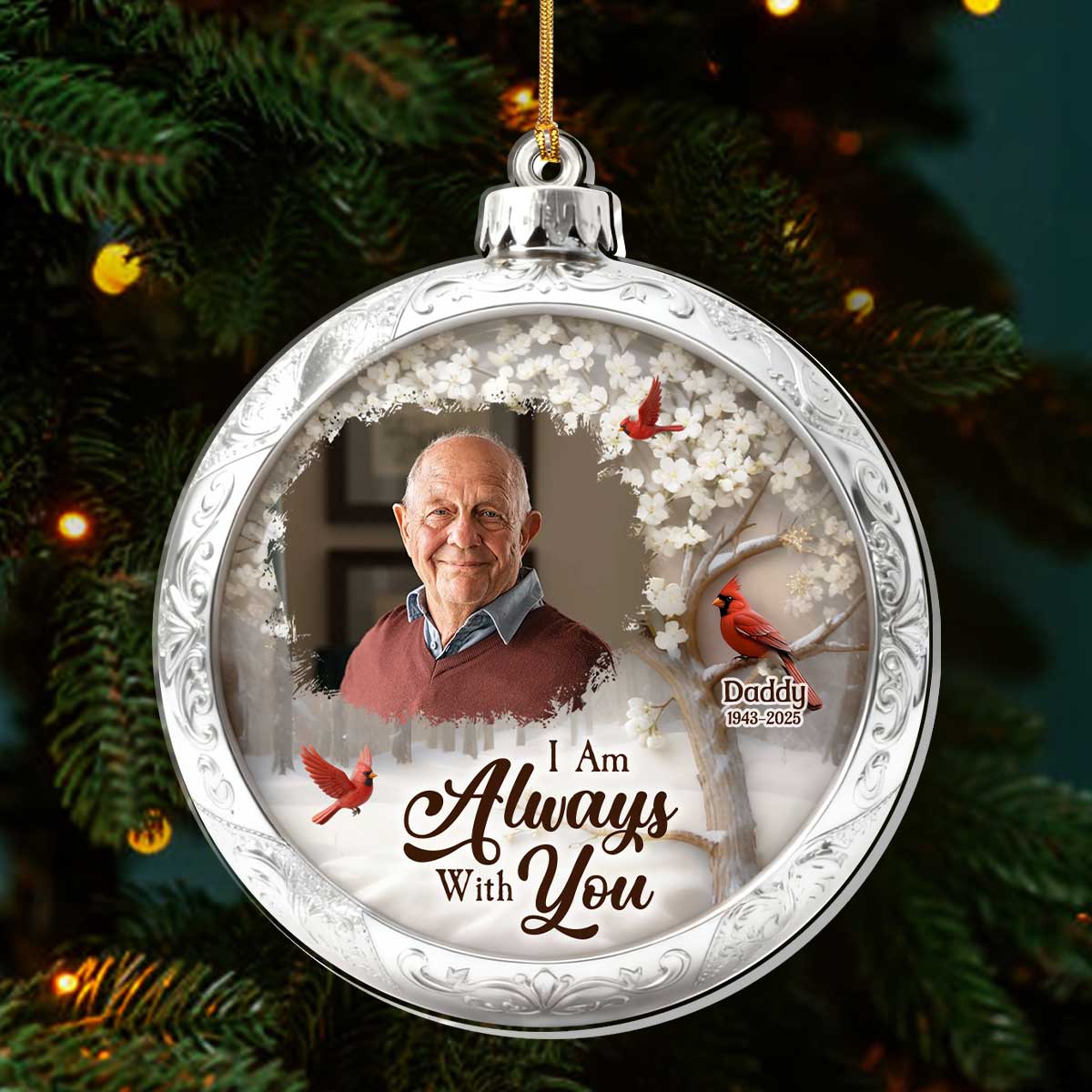 I'm Always With You Silver Christmas Ball - Personalized 1-Layer Acrylic Ornament - Image 3