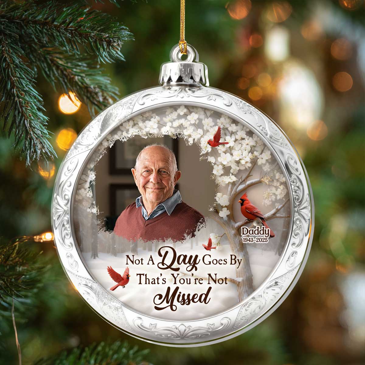 I'm Always With You Silver Christmas Ball - Personalized 1-Layer Acrylic Ornament - Image 4