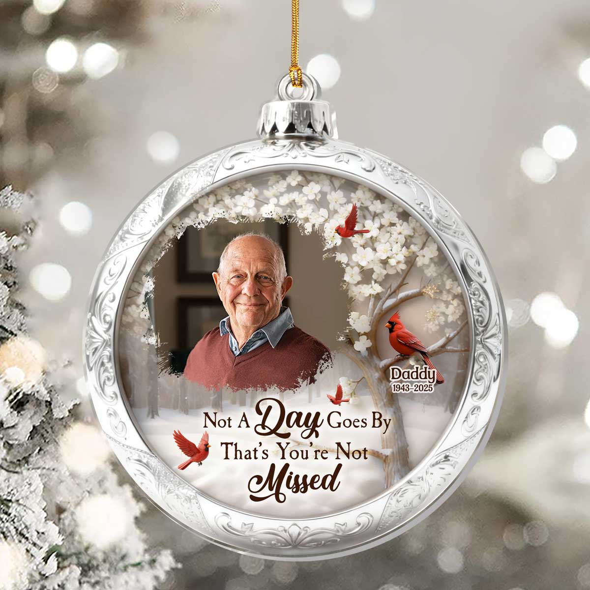 I'm Always With You Silver Christmas Ball - Personalized 1-Layer Acrylic Ornament - Image 5