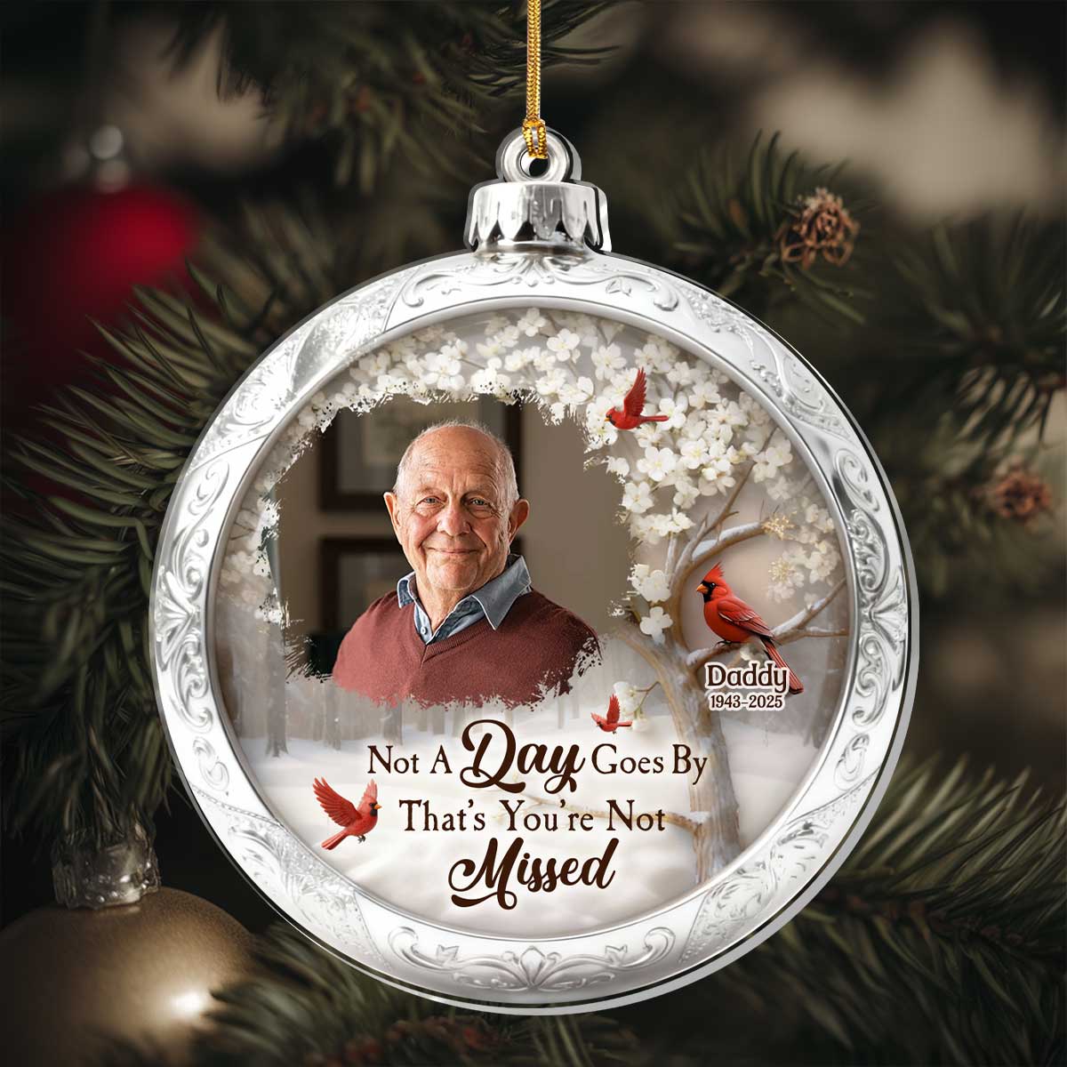I'm Always With You Silver Christmas Ball - Personalized 1-Layer Acrylic Ornament - Image 6