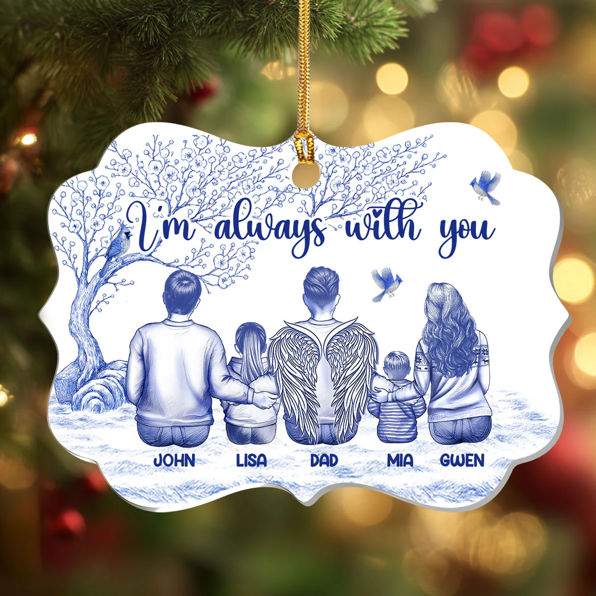 I'm Always With You Toile De Jouy - Personalized 1-Layer Acrylic Ornament - Image 4