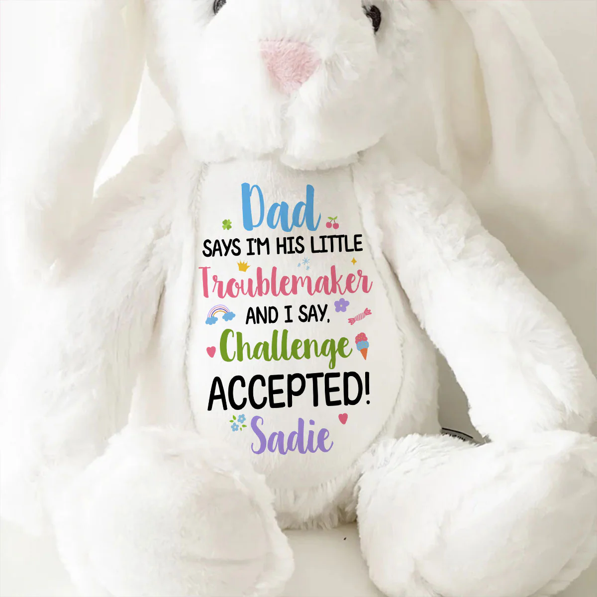 I'm Daddy' Trouble Maker  - Personalized Stuffed Bunny - Image 9