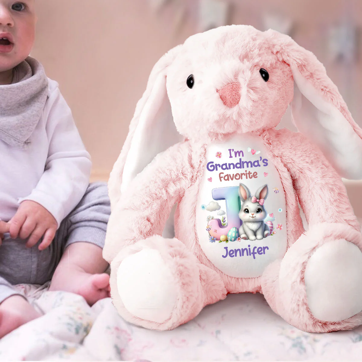 I'm Grandma's Favorite - Personalized Stuffed Bunny - Image 2