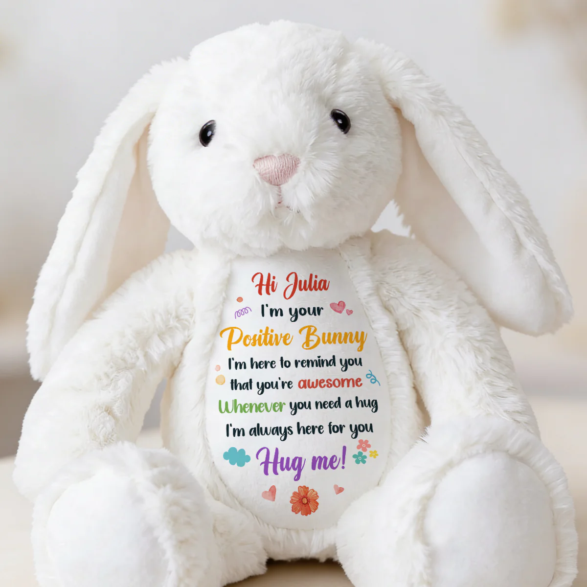 I'm Here To Remind That You Are Awesome - Personalized Stuffed Bunny