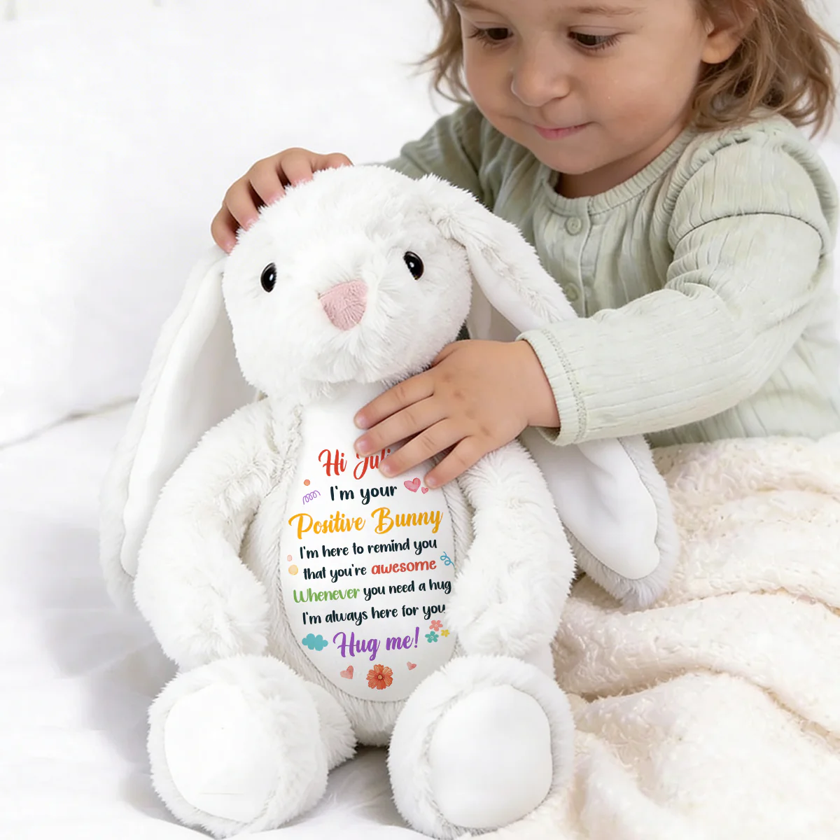 I'm Here To Remind That You Are Awesome - Personalized Stuffed Bunny - Image 2