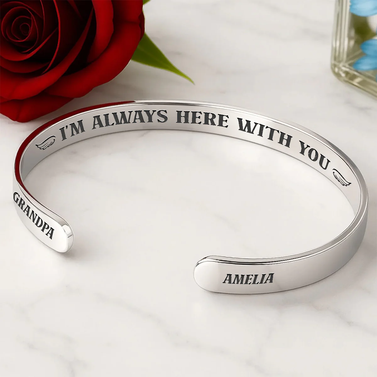 I'm In Heaven But I Won't Miss This Christmas - Personalized Cuff Bangle Bracelet With Box - Image 4