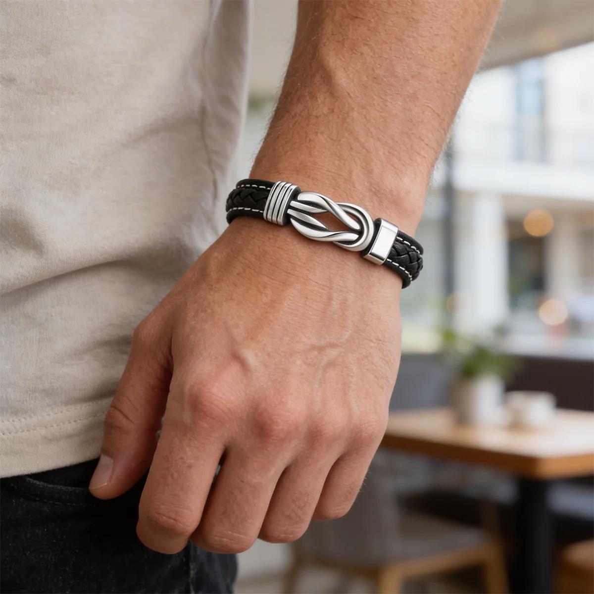 I’m In Heaven But I Won't Miss This Day - Personalized Braided Leather Infinity Bracelet - Image 6