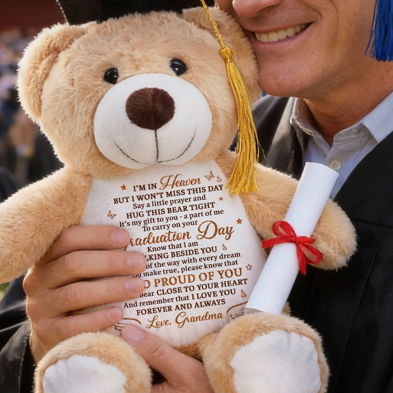 I'm In Heaven But I Won't Miss This Day - Personalized Graduation Teddy Bear - Image 5