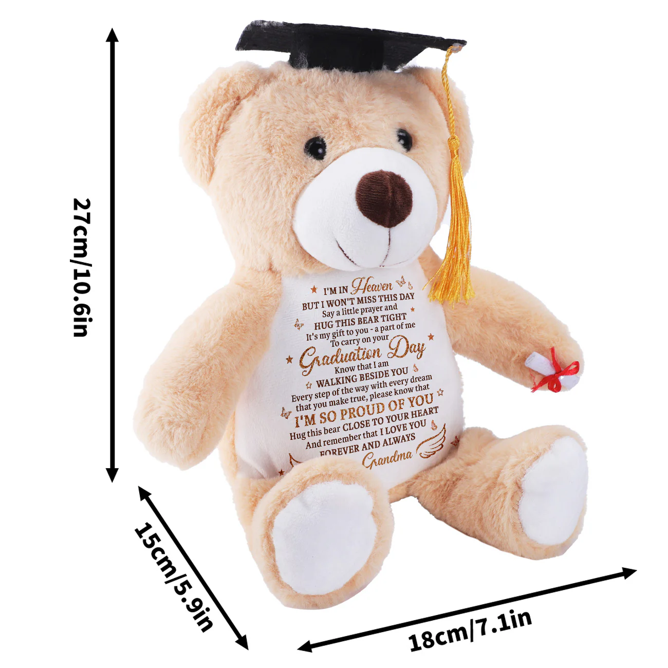 I'm In Heaven But I Won't Miss This Day - Personalized Graduation Teddy Bear - Image 7