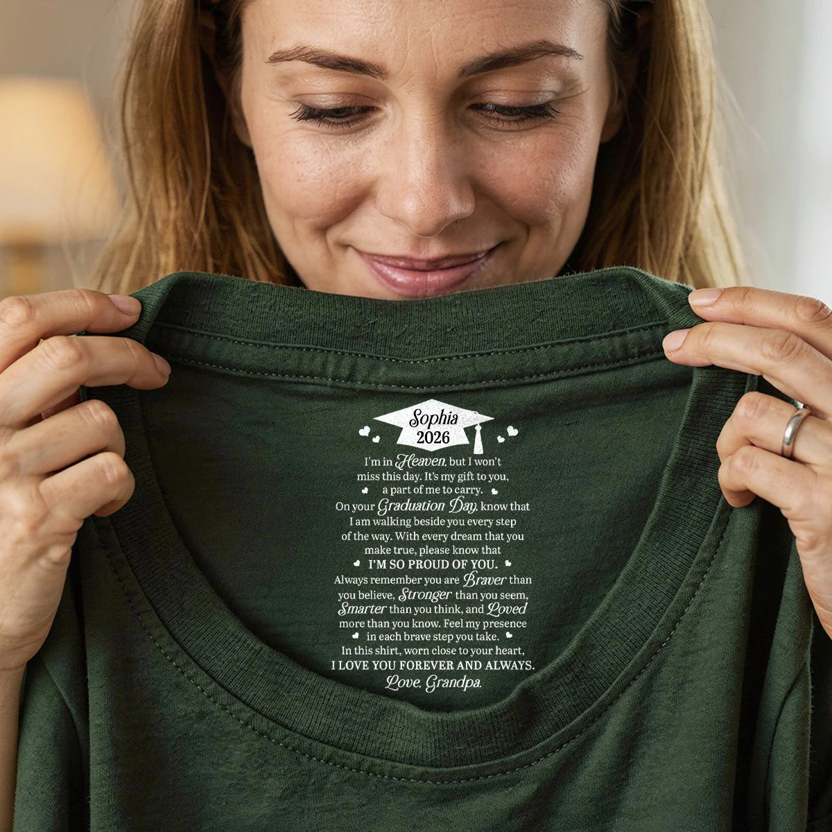 I’m In Heaven But I Won't Miss This Day - Personalized Shirt With Design Inner Neck - Image 2