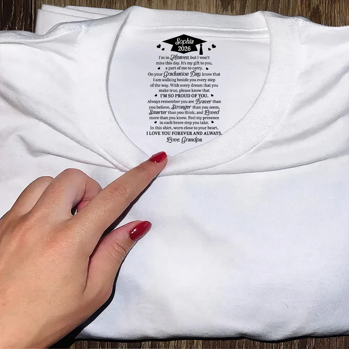 I’m In Heaven But I Won't Miss This Day - Personalized Shirt With Design Inner Neck - Image 5