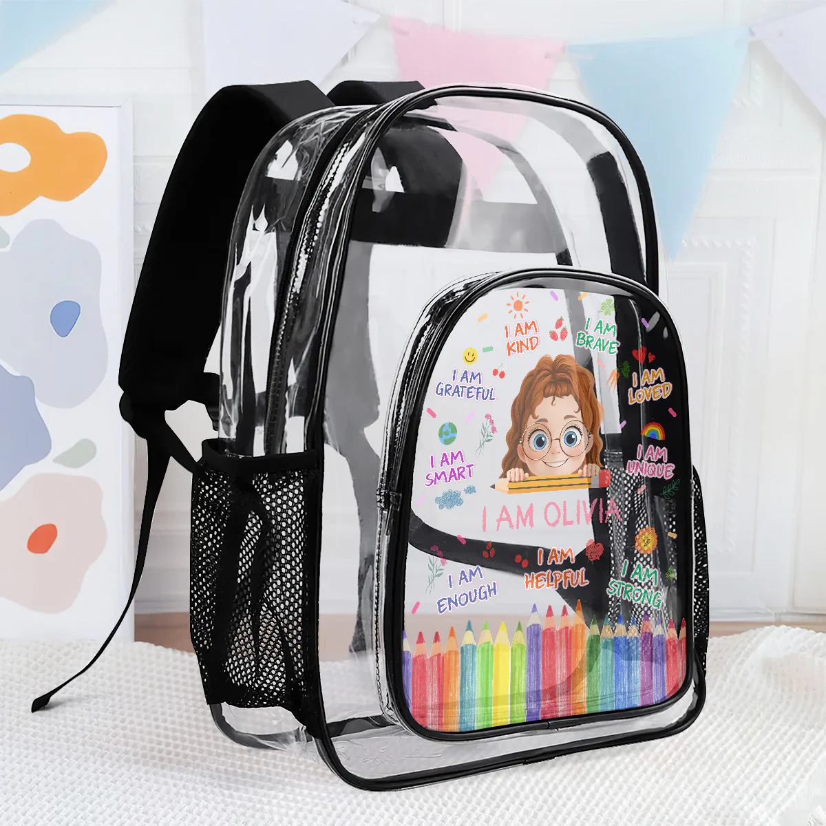 I'm Kind I'm Smart - Personalized Clear Backpack - Image 2
