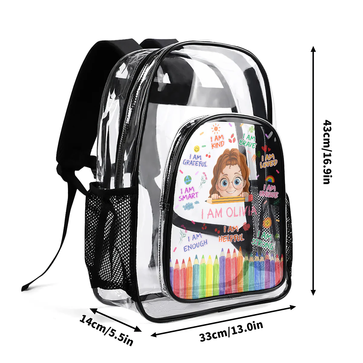 I'm Kind I'm Smart - Personalized Clear Backpack - Image 8