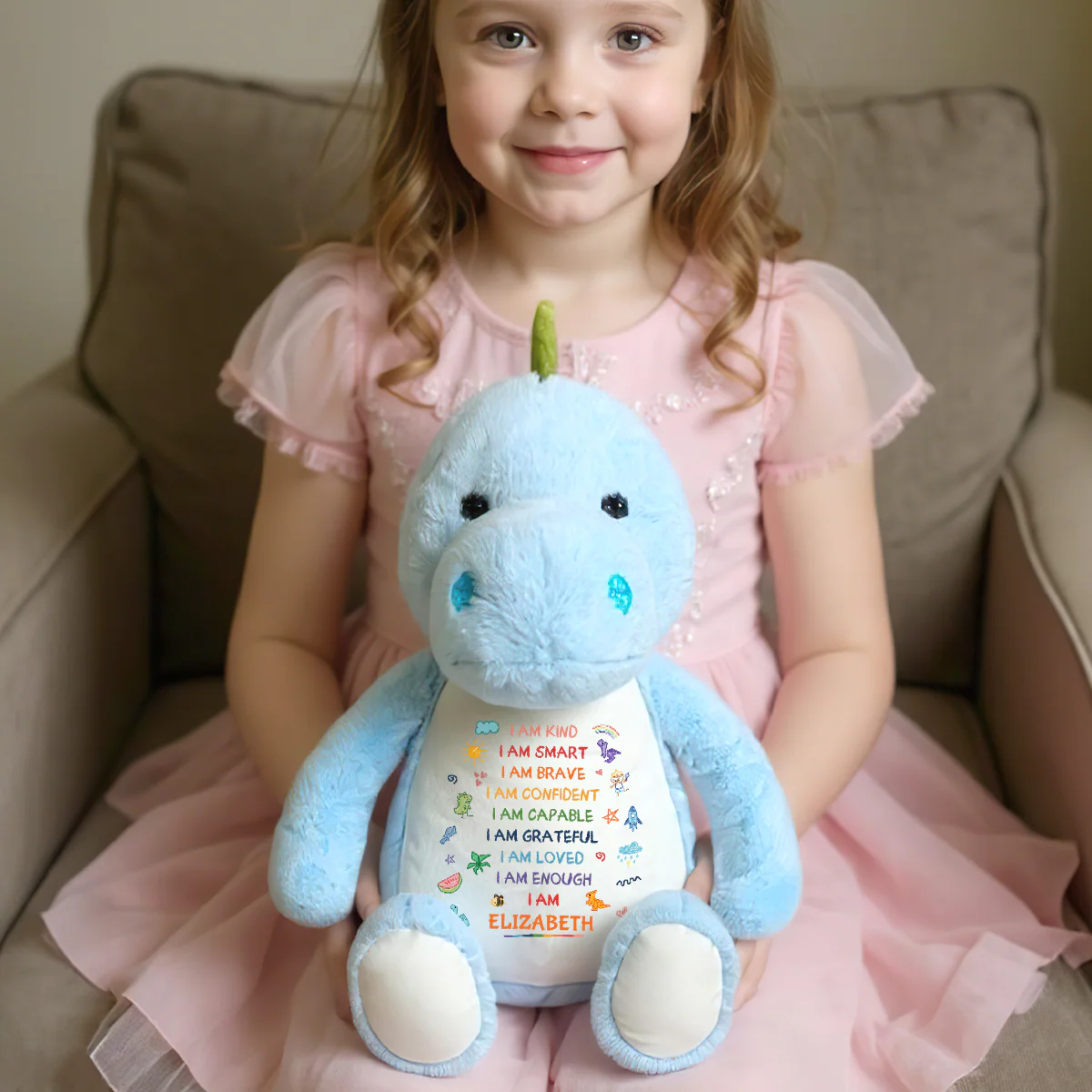 I'm Kind I'm Smart - Personalized Stuffed Dinosaur - Image 4