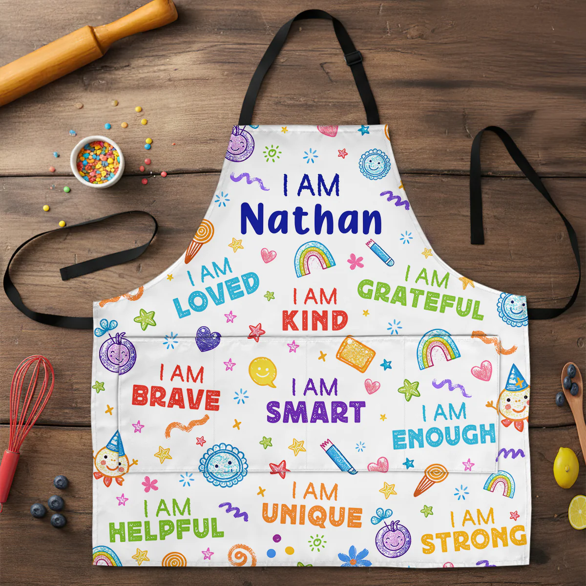 I'm Kind Smart Brave - Personalized Kid Apron With Pocket - Image 4