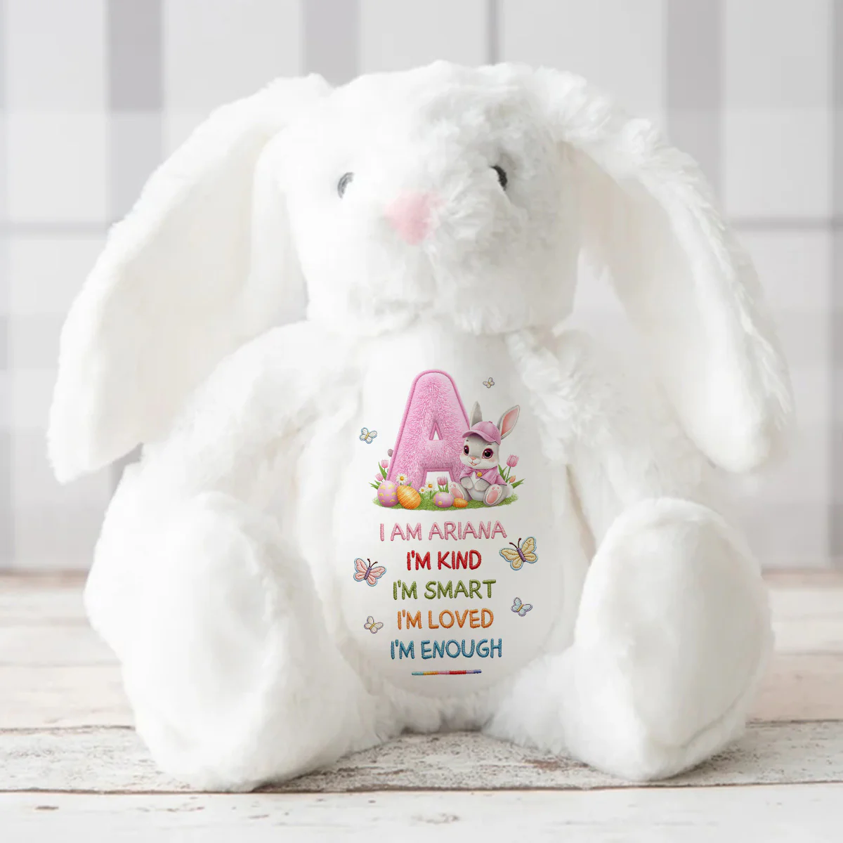 I'm Kind Smart Loved Enough - Personalized Stuffed Bunny - Image 3