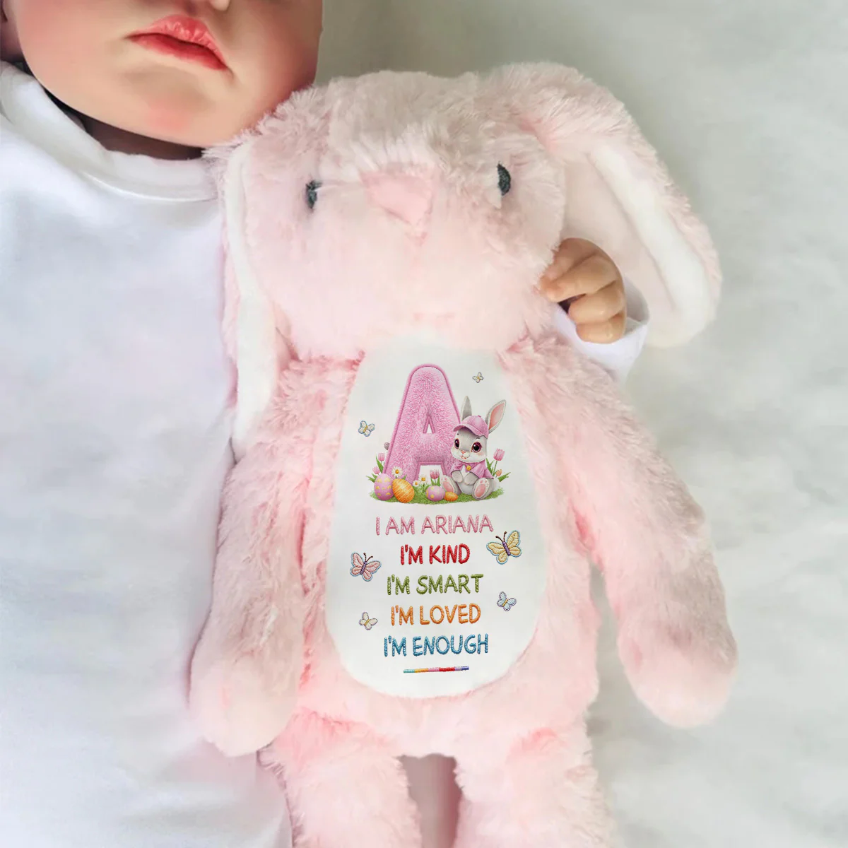 I'm Kind Smart Loved Enough - Personalized Stuffed Bunny - Image 6