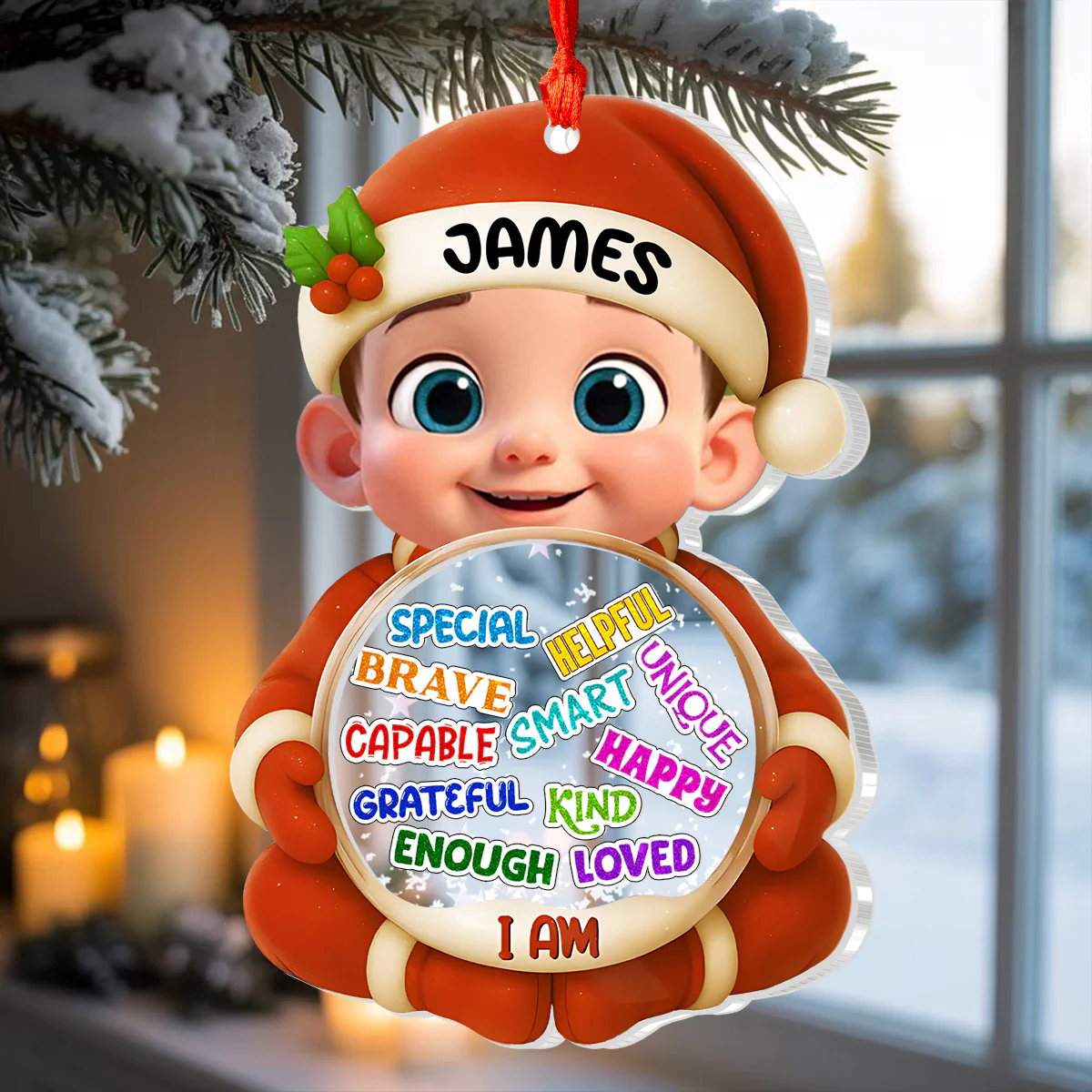 I'm Kind Smart Loved - Personalized 3 Layered Christmas Shaker Ornament - Image 4