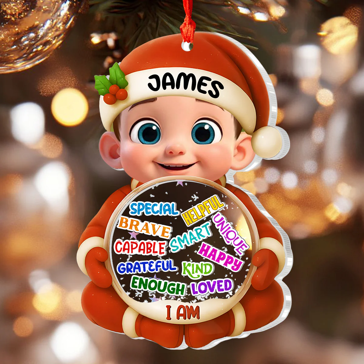 I'm Kind Smart Loved - Personalized 3 Layered Christmas Shaker Ornament - Image 5