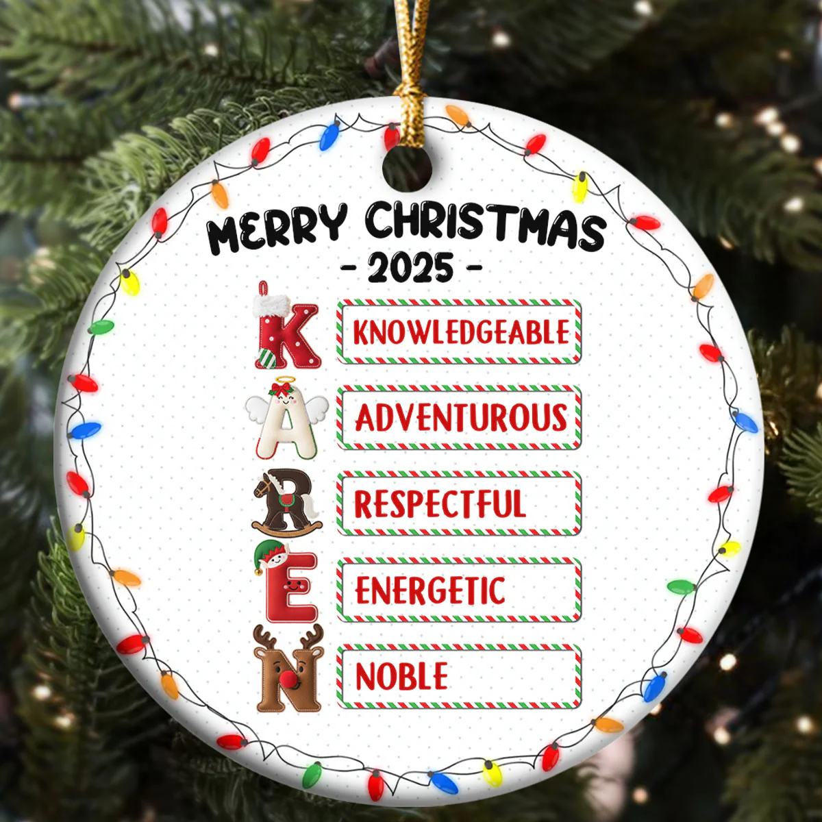 I'm Kind Smart Loved - Personalized Round Shaped Ceramic Ornament - Image 5
