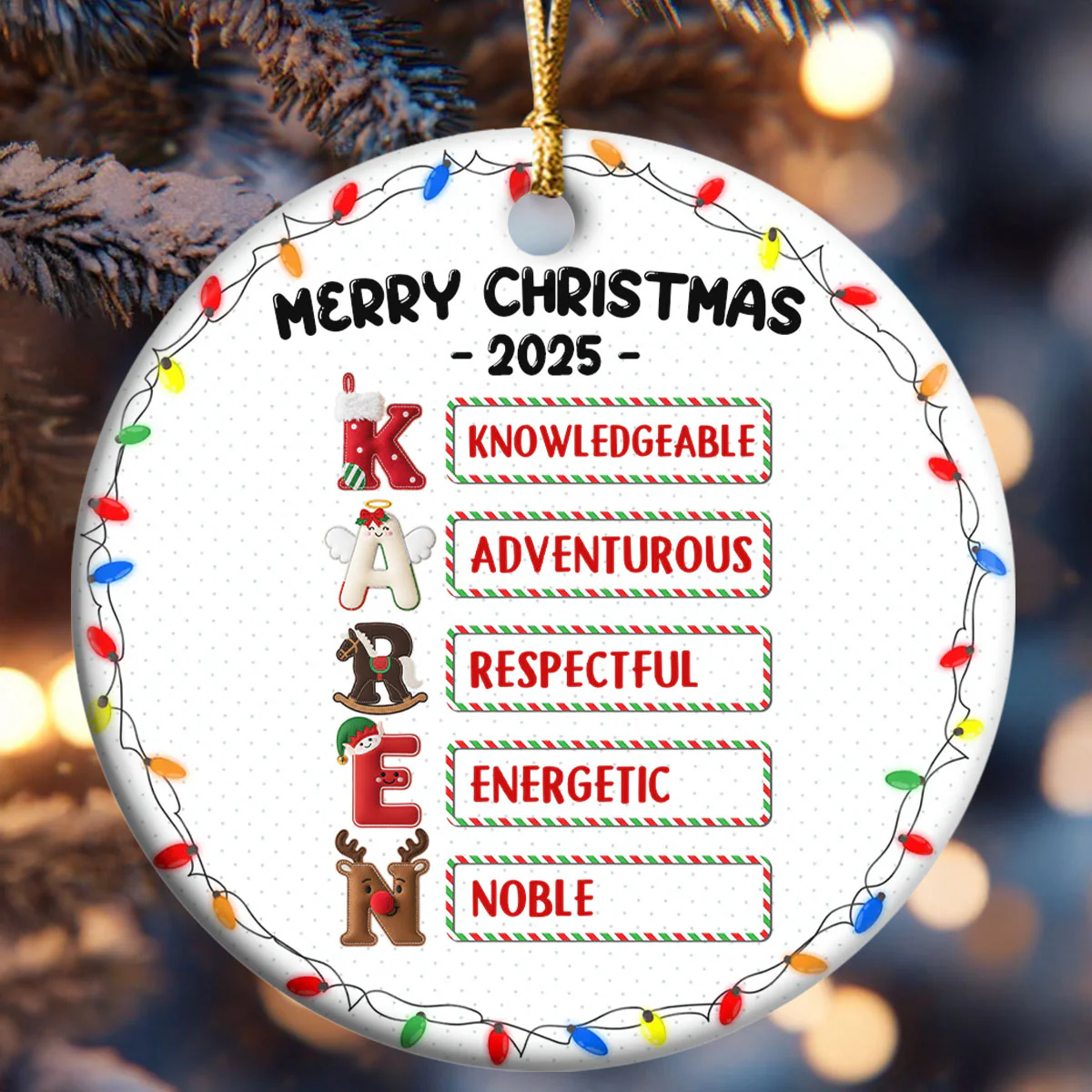 I'm Kind Smart Loved - Personalized Round Shaped Ceramic Ornament - Image 6