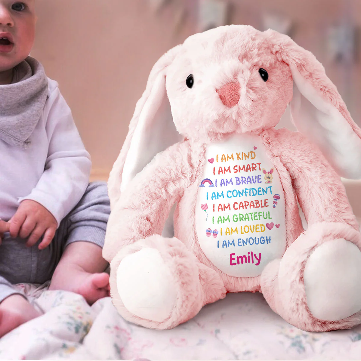 I'm Kind Smart Loved - Personalized Stuffed Bunny - Image 3