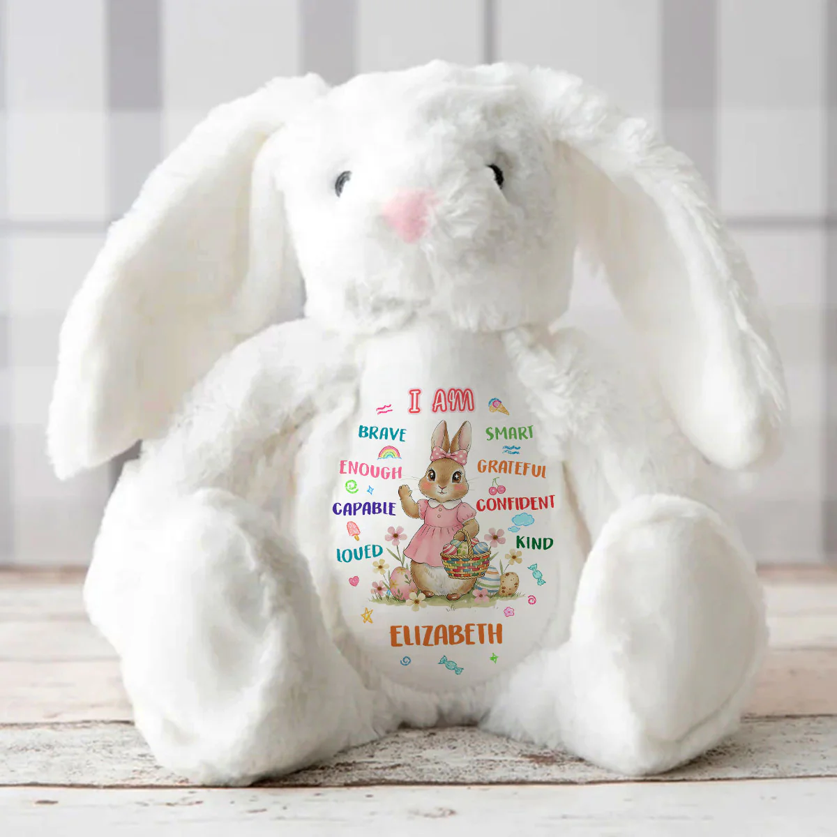 I'm Kind Smart Loved - Personalized Stuffed Bunny - Image 3