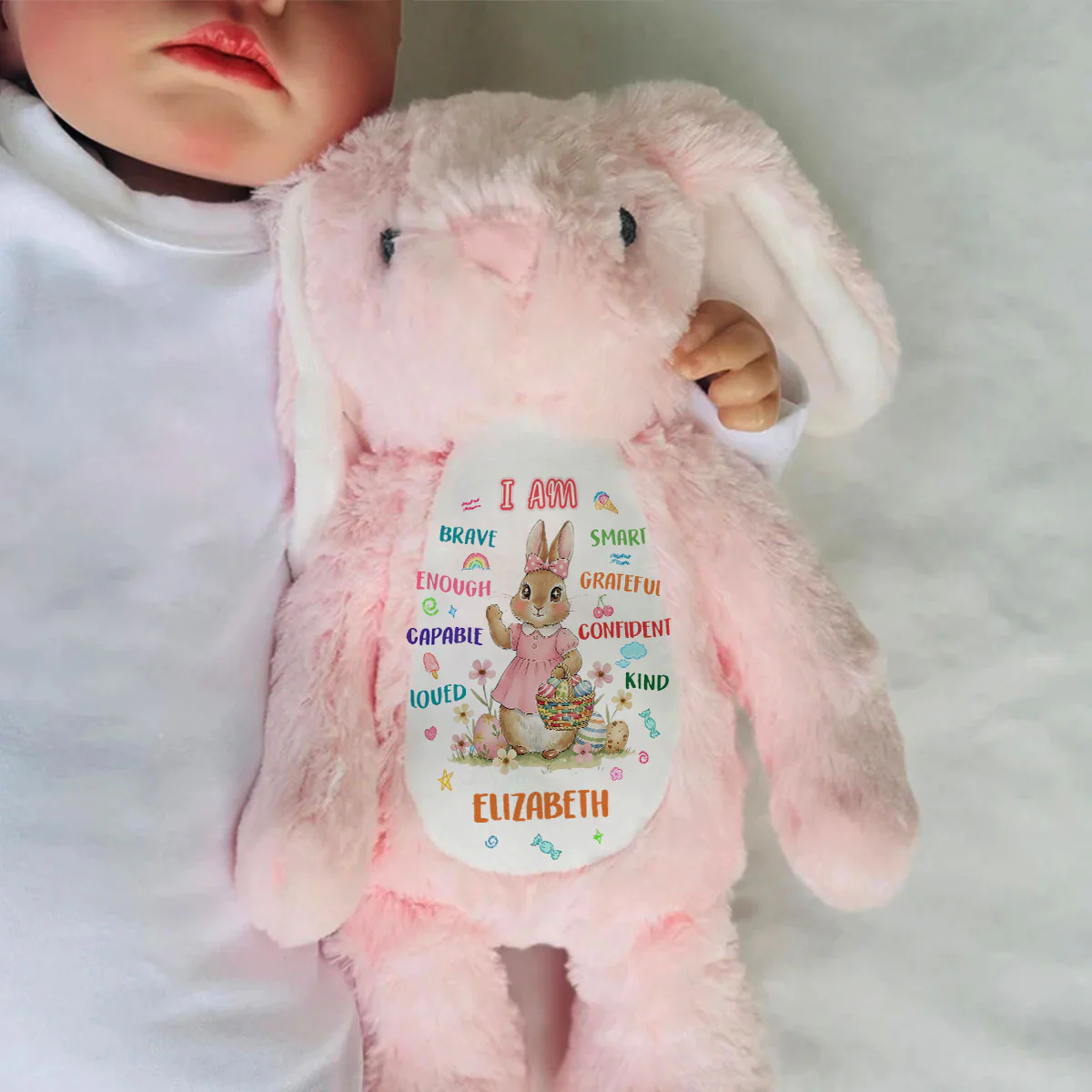 I'm Kind Smart Loved - Personalized Stuffed Bunny - Image 4