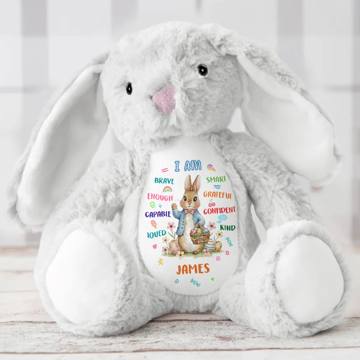 I'm Kind Smart Loved - Personalized Stuffed Bunny - Image 5