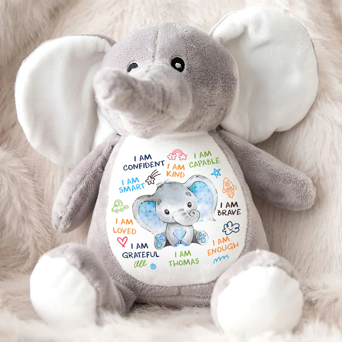 I'm Kind Smart Loved - Personalized Stuffed Elephant - Image 2