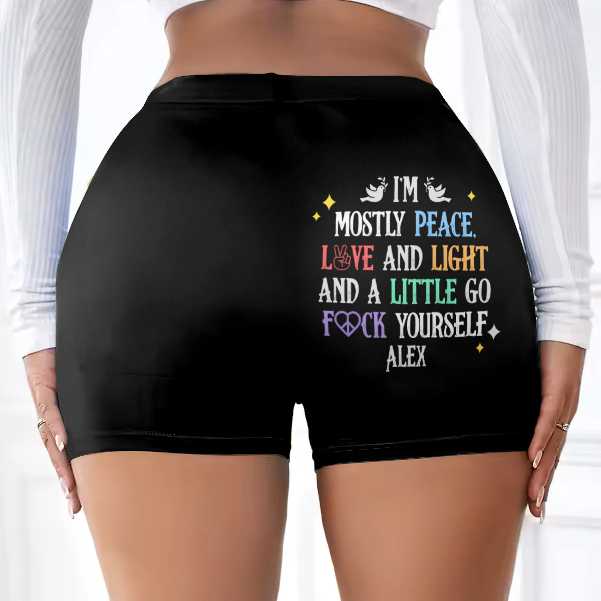 I'm Mostly Peace - Personalized Short Leggings