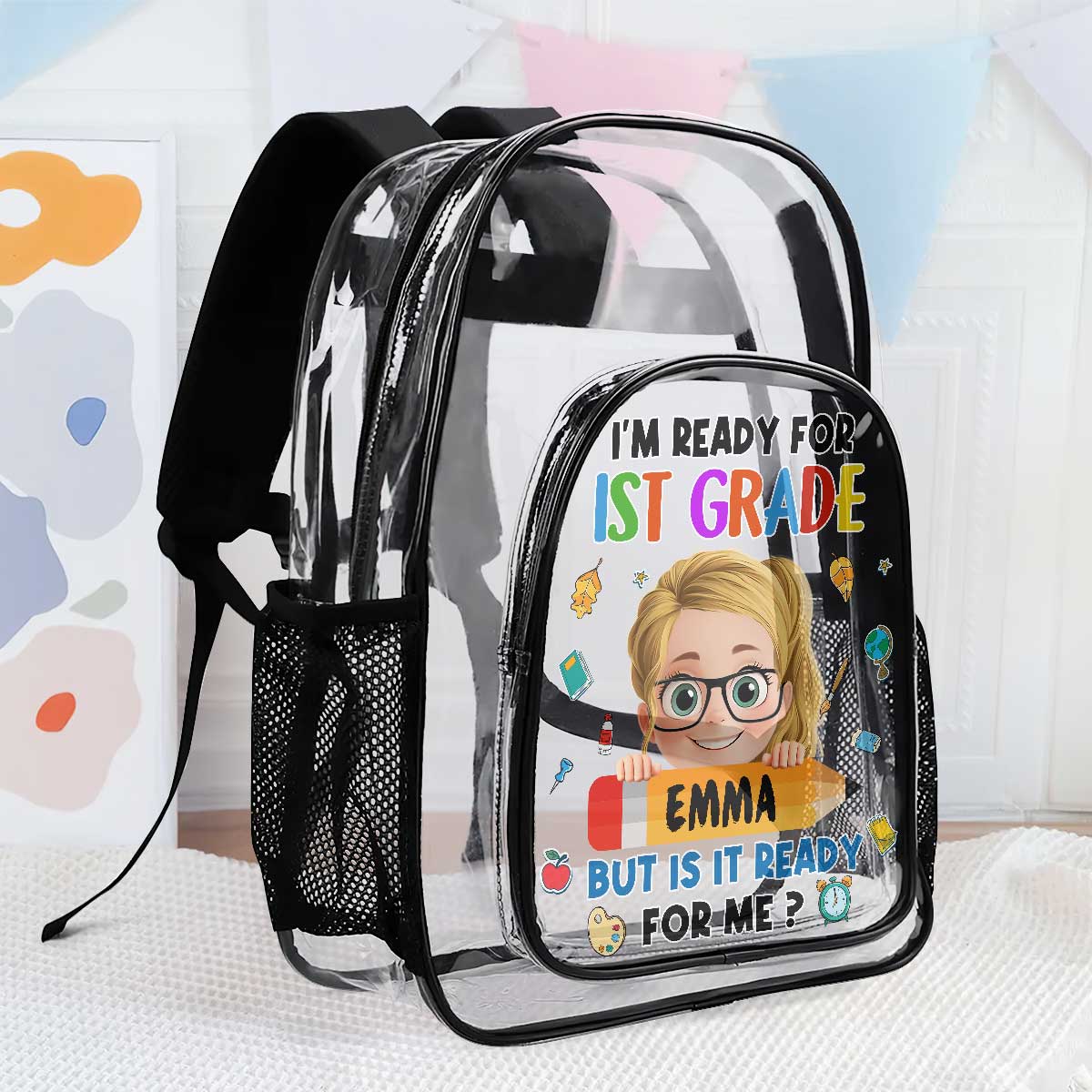 I'm Ready For Kindergarten - Personalized Clear Backpack - Image 2