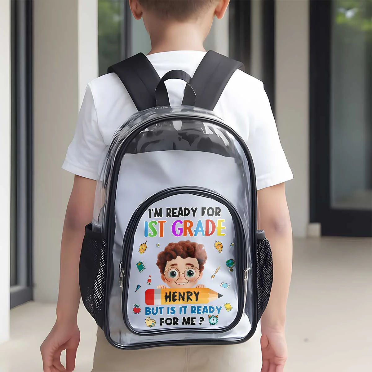I'm Ready For Kindergarten - Personalized Clear Backpack - Image 3