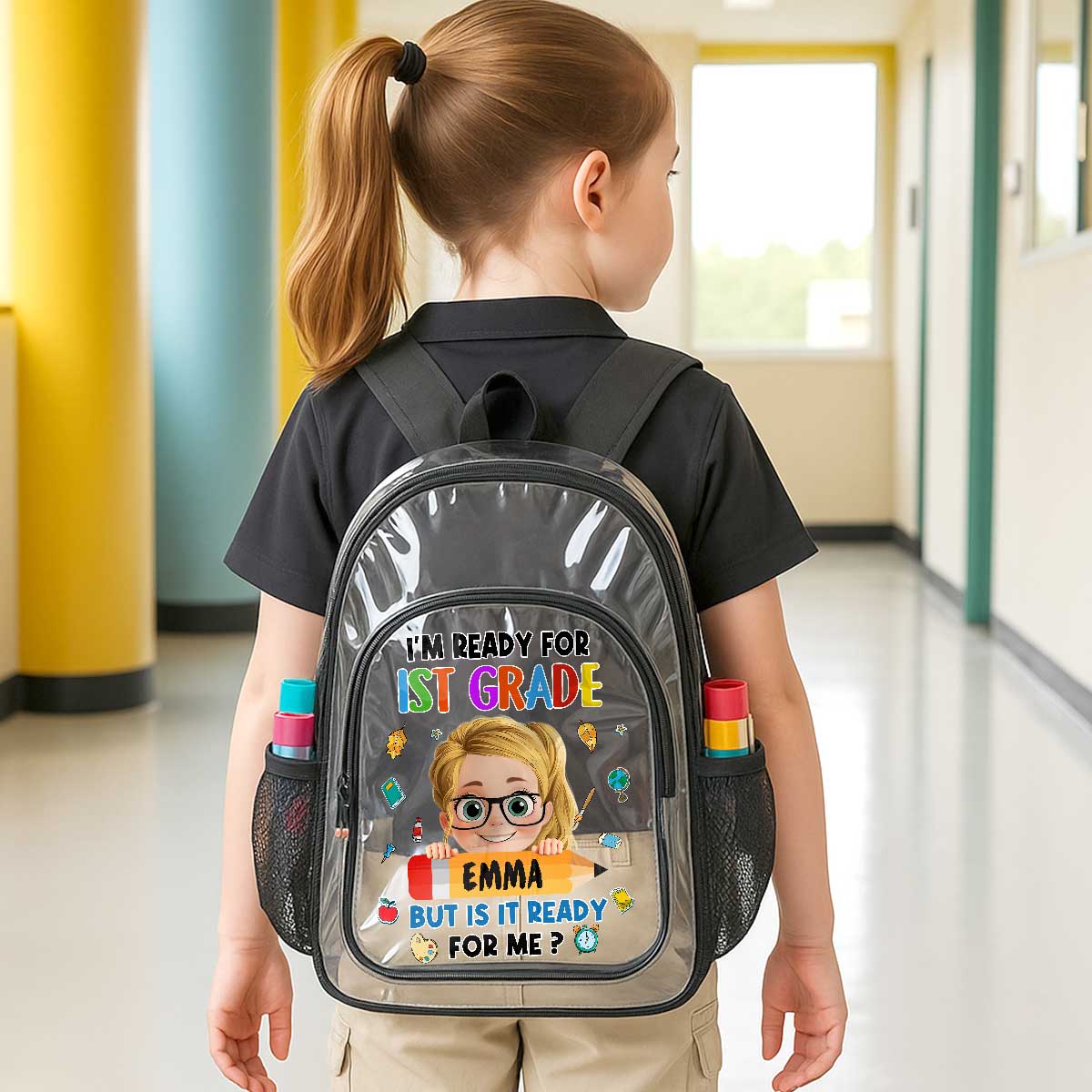 I'm Ready For Kindergarten - Personalized Clear Backpack - Image 4