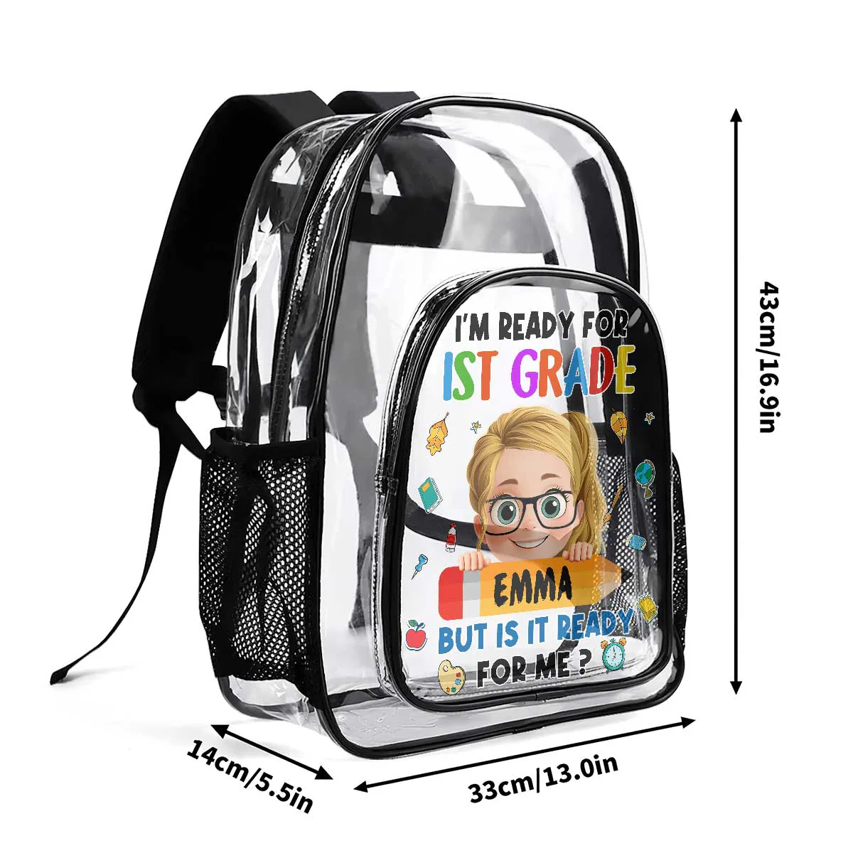 I'm Ready For Kindergarten - Personalized Clear Backpack - Image 8