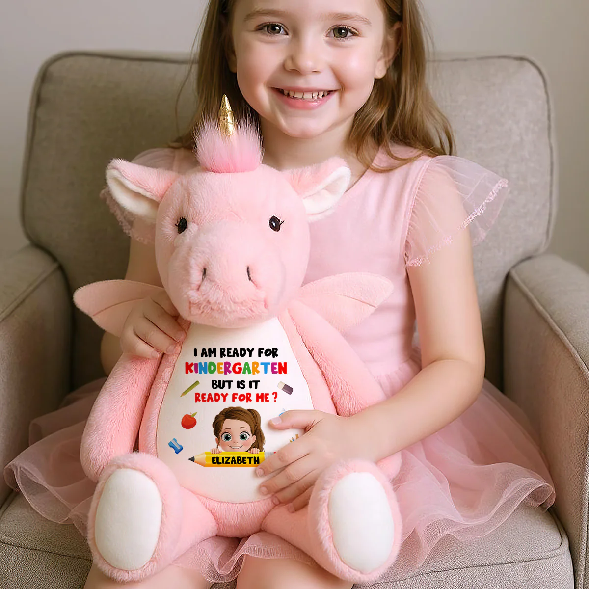 I'm Ready For New Grade - Personalized Stuffed Unicorn - Image 3