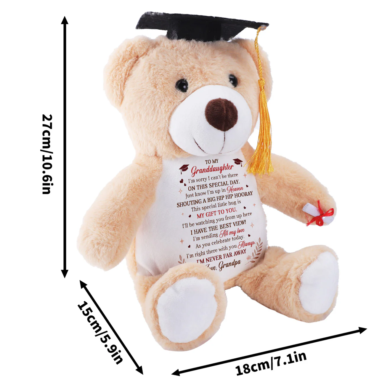 I'm Sending My Love As You Celebrate - Personalized Graduation Teddy Bear - Image 6