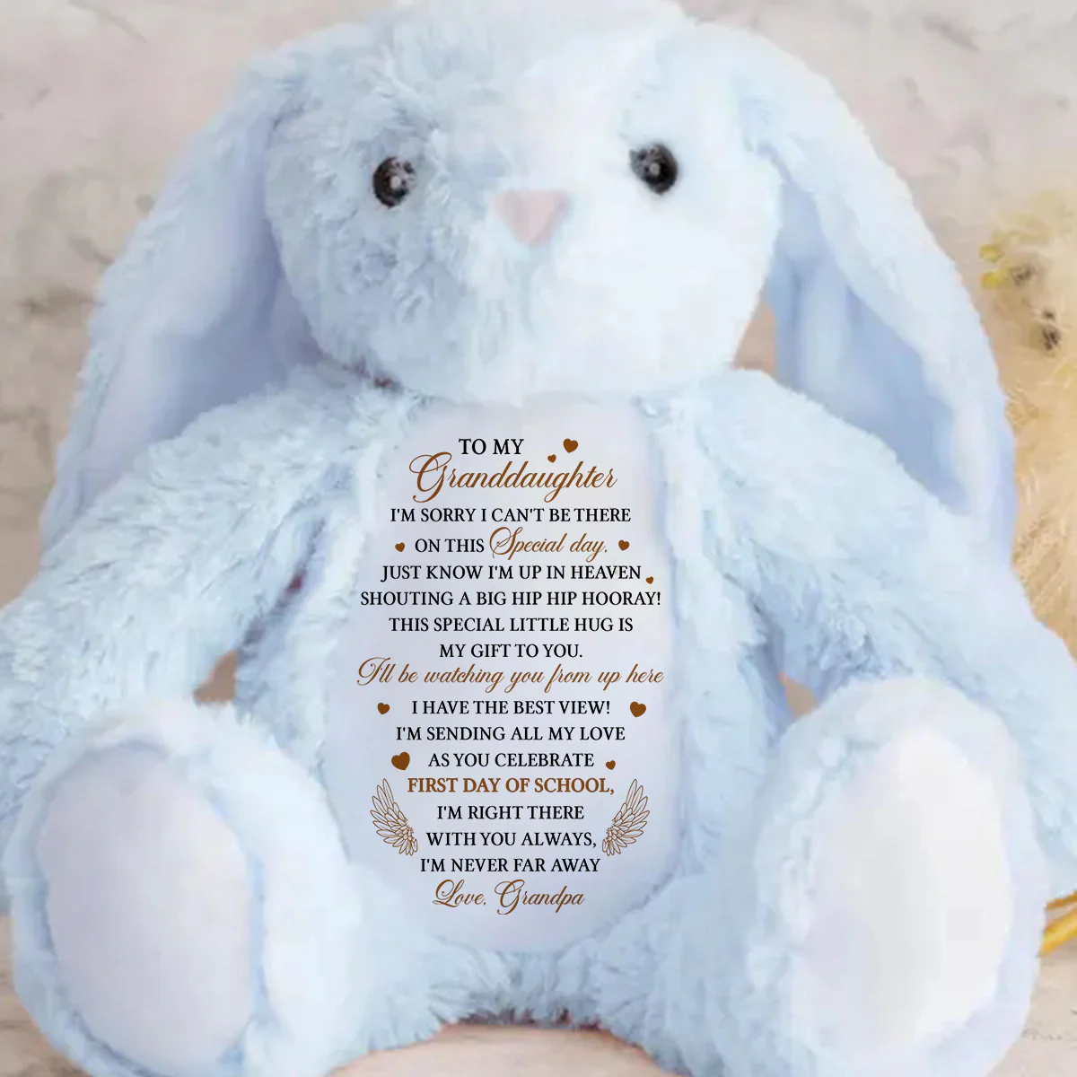I'm Sending My Love On Your First Day Of School - Personalized Stuffed Bunny - Image 4
