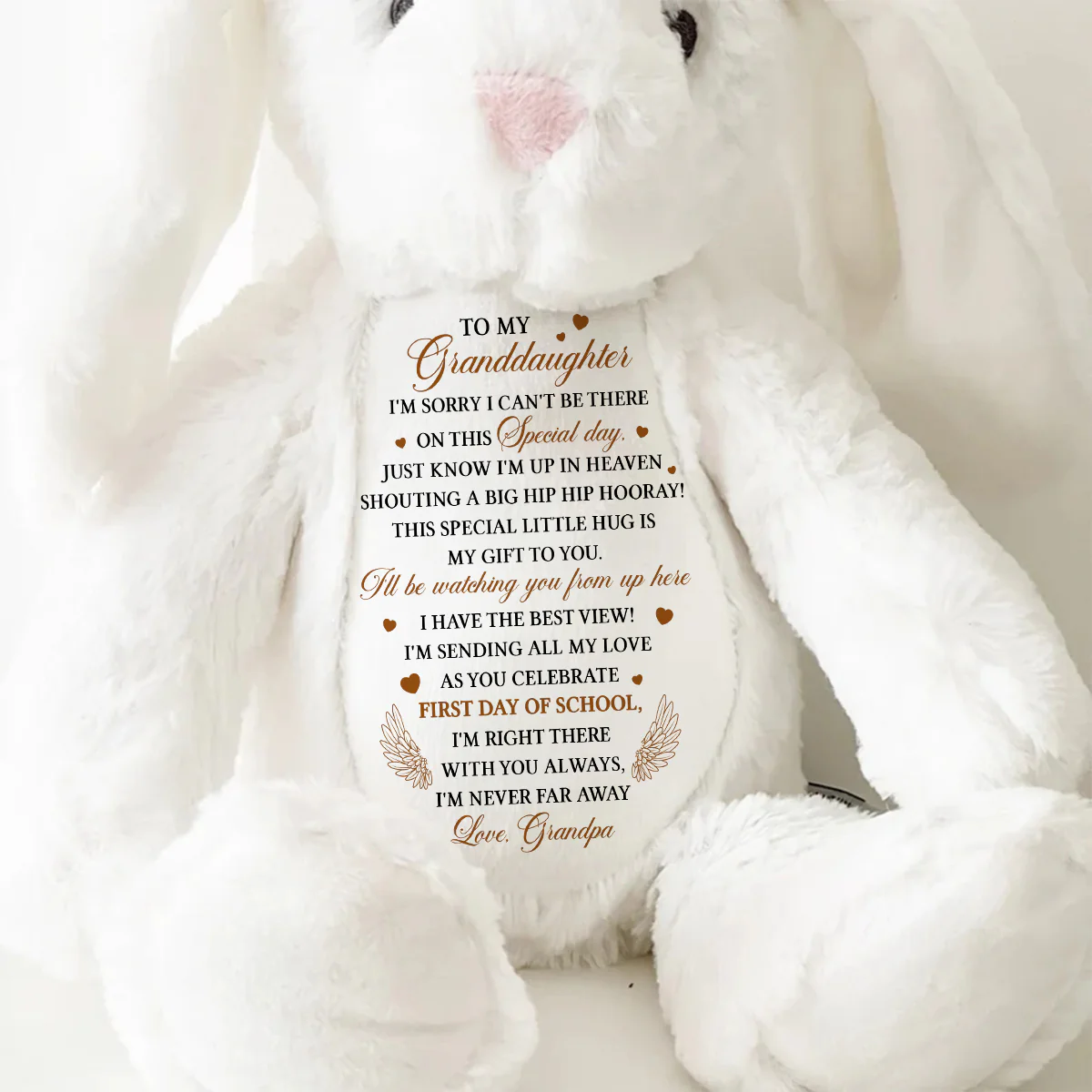 I'm Sending My Love On Your First Day Of School - Personalized Stuffed Bunny - Image 9