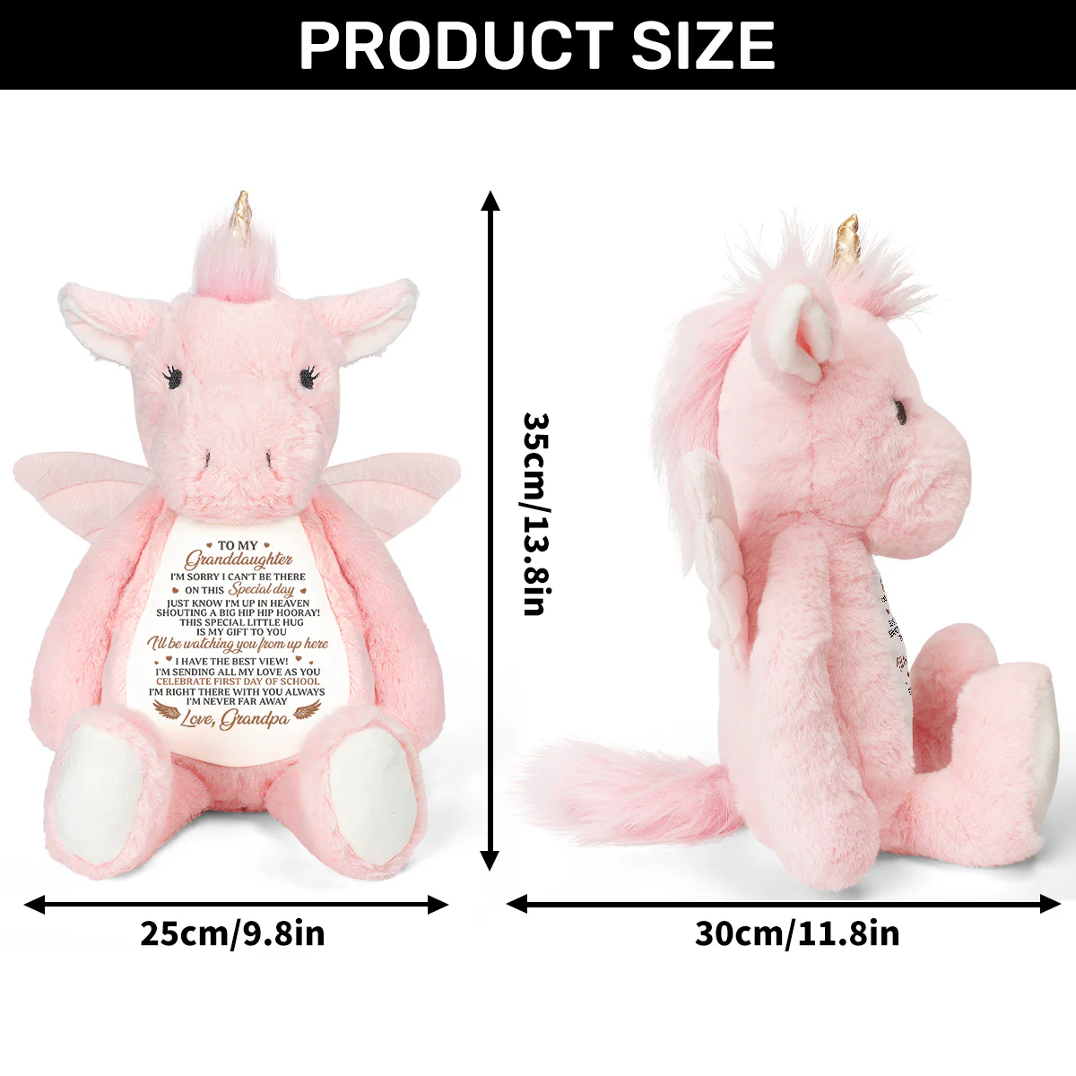 I'm Sending My Love On Your First Day Of School - Personalized Stuffed Unicorn - Image 5