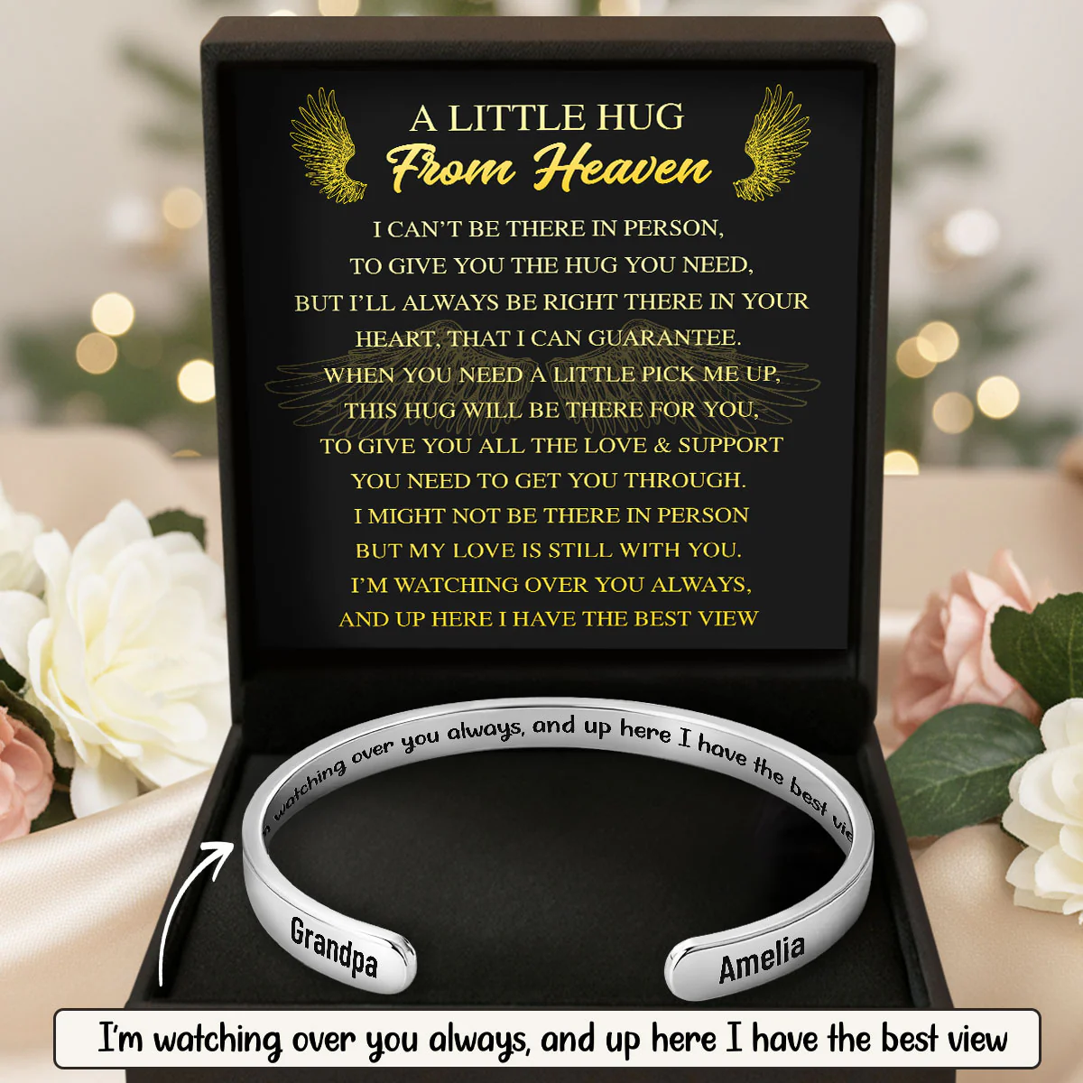 I’m Watching Over You Always  - Personalized Cuff Bangle Bracelet With Box