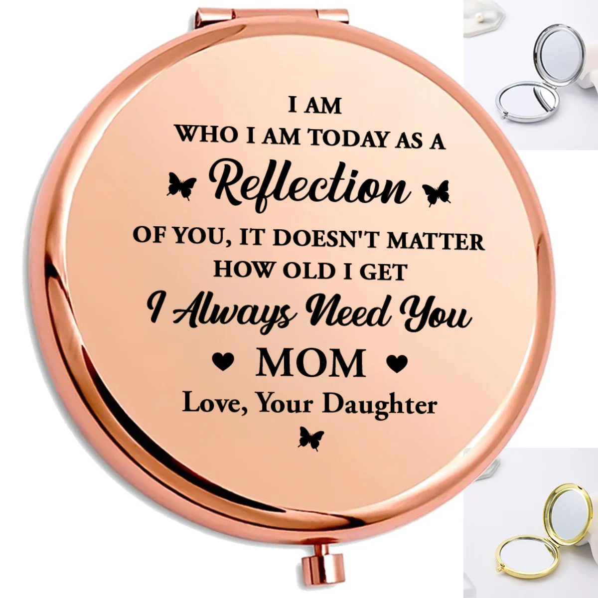 I'm Who I'm Today As A Reflection Of You - Personalized Circle Metallic Mirror - Image 5