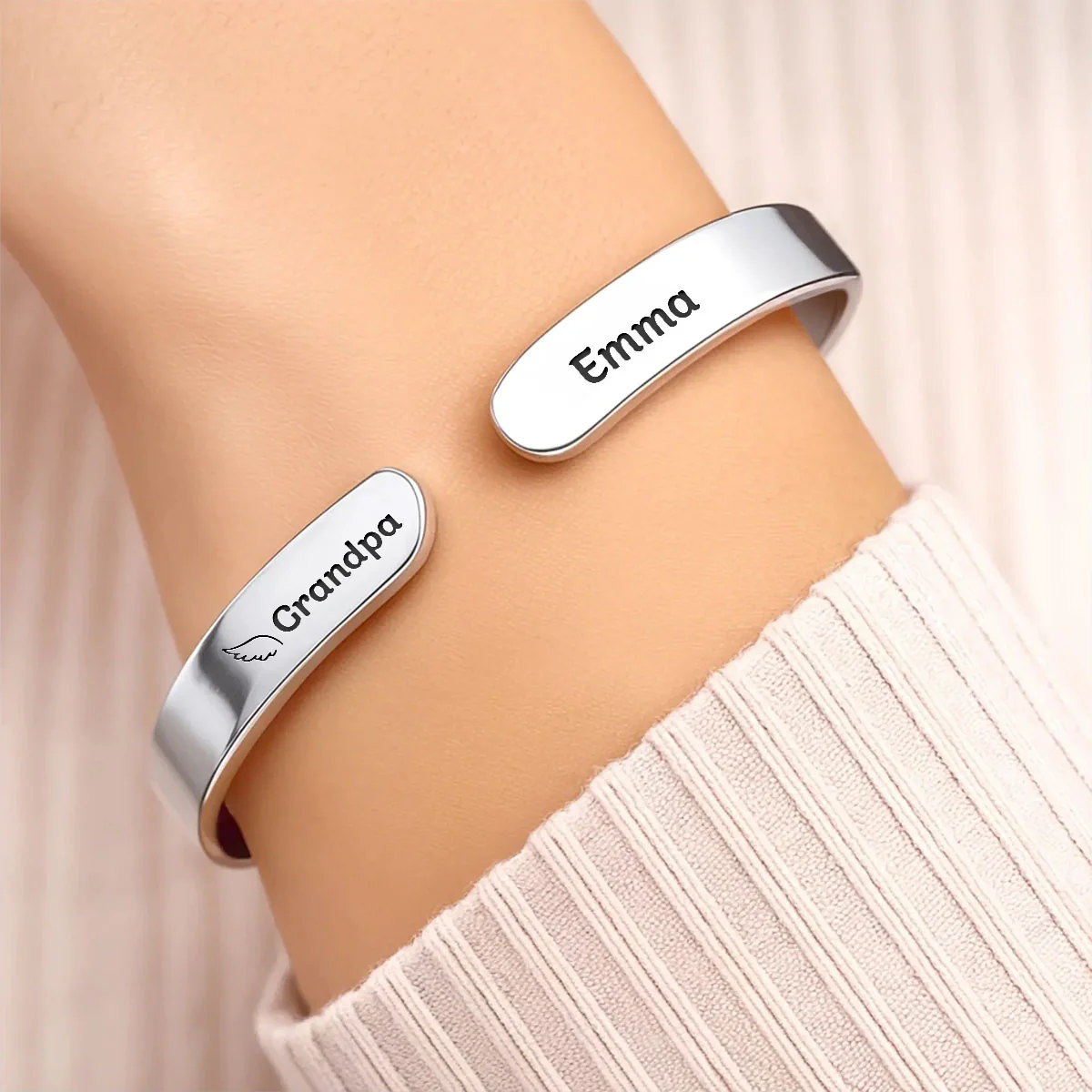 I'm With You Forever And Always - Personalized Cuff Bangle Bracelet With Box - Image 3
