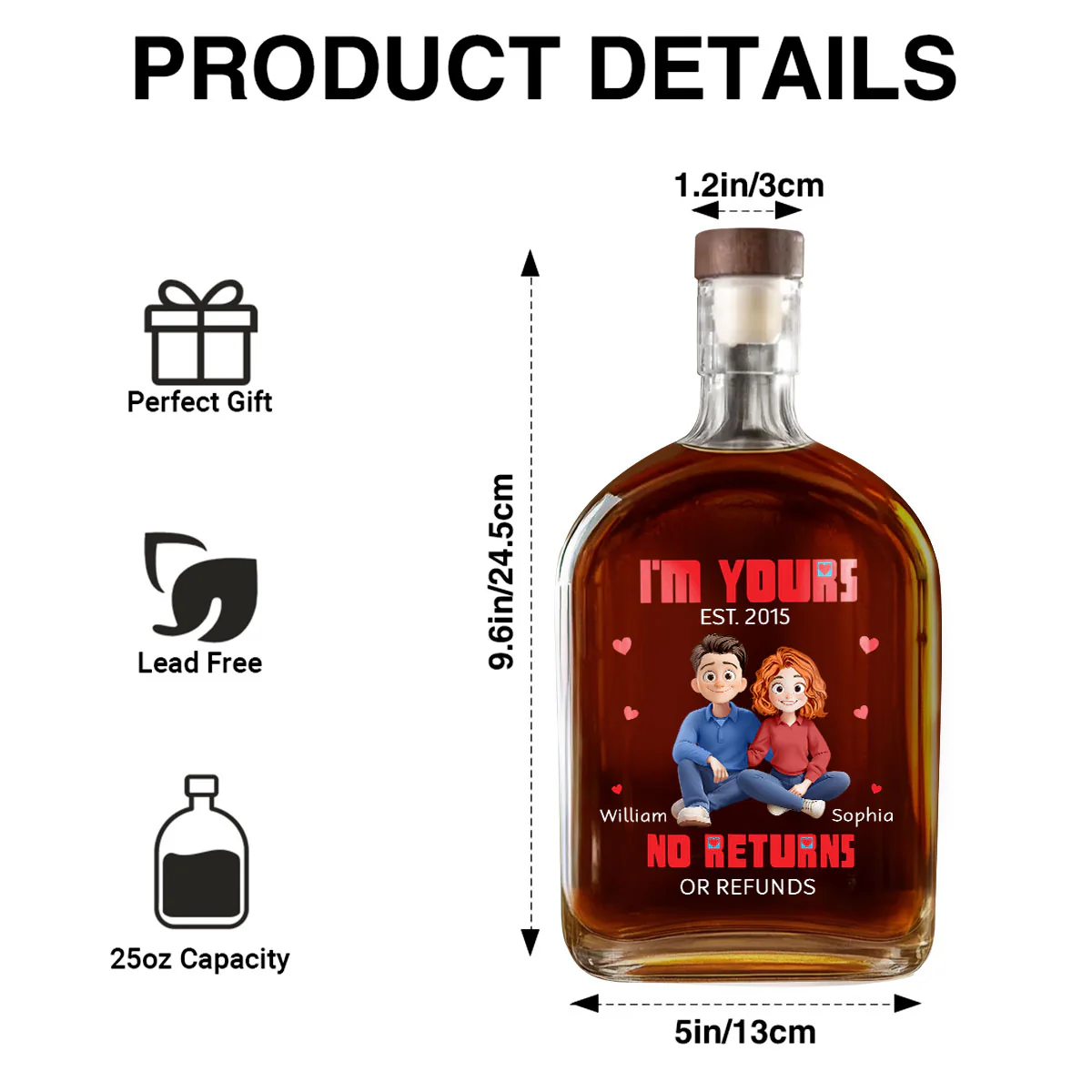 I'm Yours No Returns Or Refunds - Personalized Whiskey Bottle - Image 6