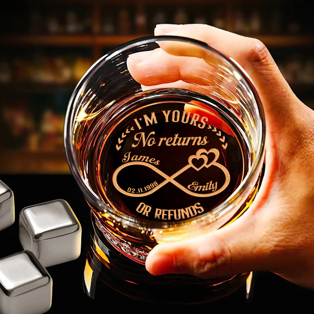 I'm Yours No Returns - Personalized Engraved Whiskey Glass - Image 6