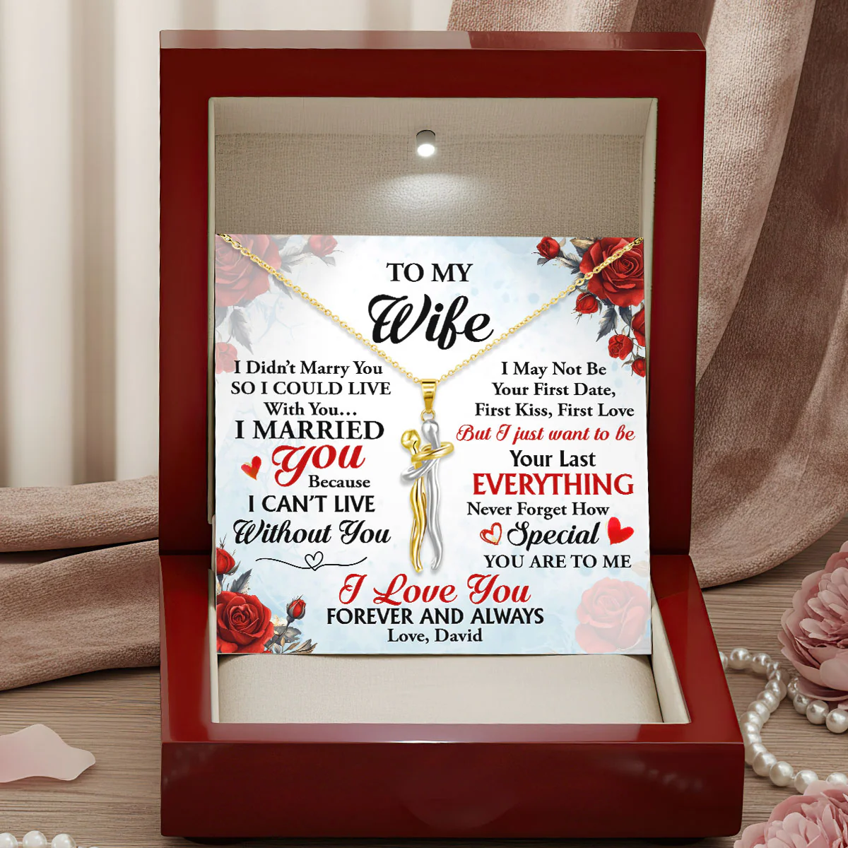 I Married You Because I Can't Live Without You - Personalized Hug Charm Necklace - Image 2