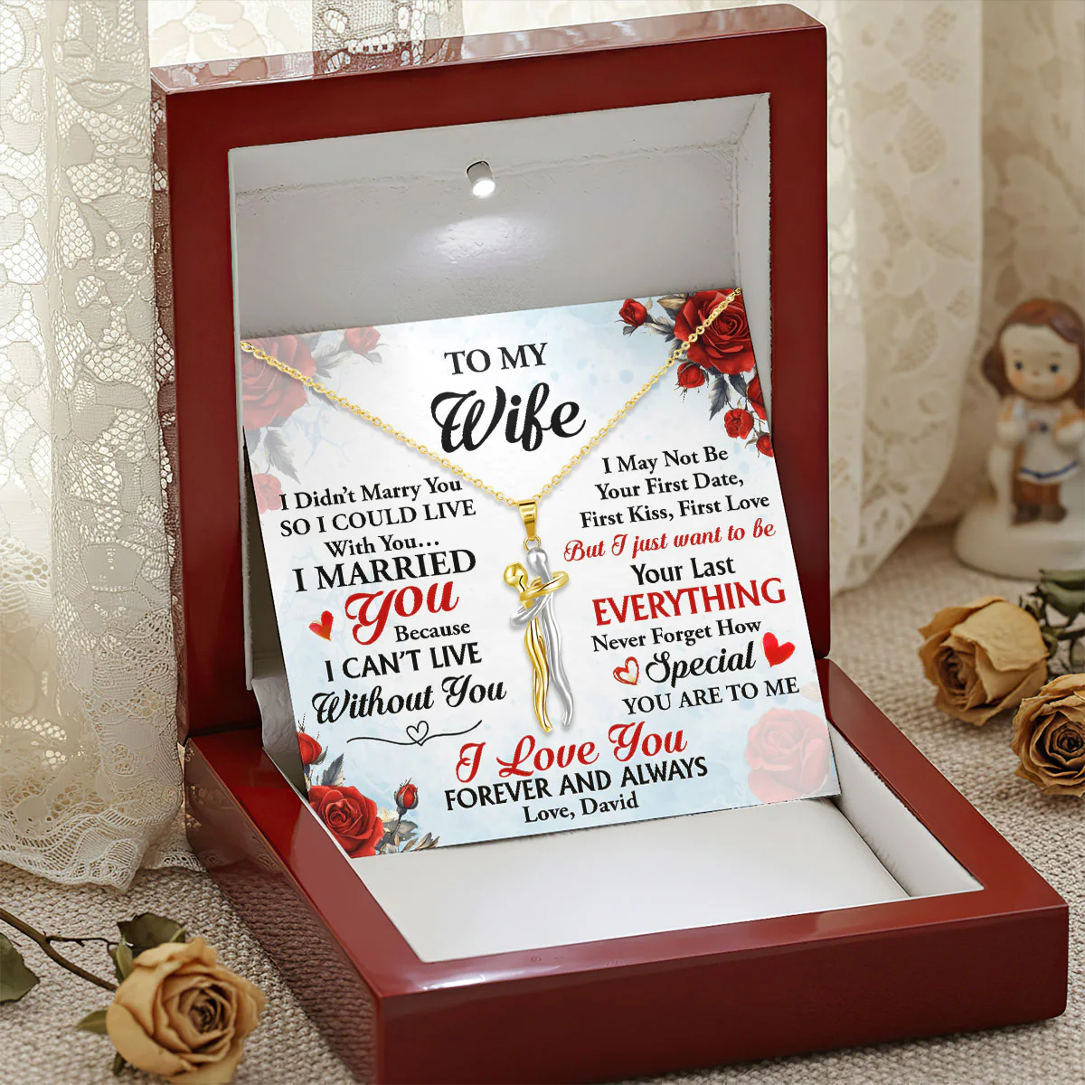 I Married You Because I Can't Live Without You - Personalized Hug Charm Necklace - Image 3