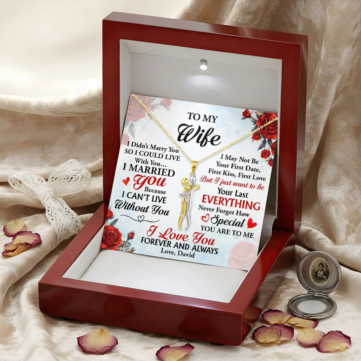 I Married You Because I Can't Live Without You - Personalized Hug Charm Necklace - Image 4